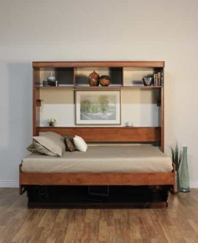 Hidden Bed Deluxe with Hutch Front and Open Wall Bed - Wallbeds n More Scottsdale