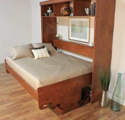 Hidden Bed Deluxe with Hutch Side View With Bed - Wallbeds n More Scottsdale