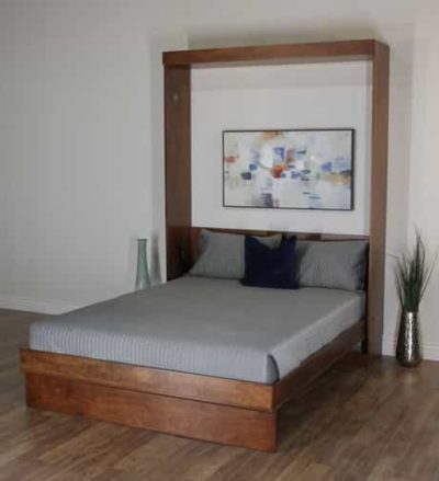 Wallbeds with full bedding and open frame